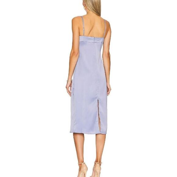 New WeWoreWhat Satin Charmeuse Cowl Neck Slate Blue Midi Dress Spaghetti Strap 0 - Picture 2 of 6